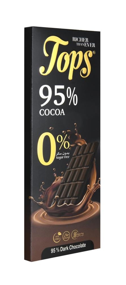 توبس شوكلاته 95% داكنة بدون سكر  60جم