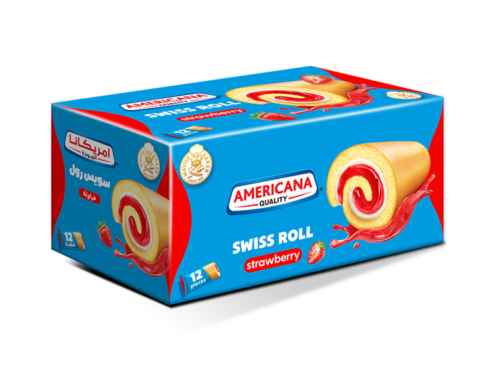 امريكانا كيك سويس رول بنكهة الفانيلا و الفراولة  12×20جم