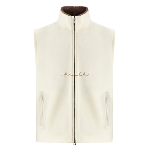 WHITE CASHMERE ZIPPER MEN VEST