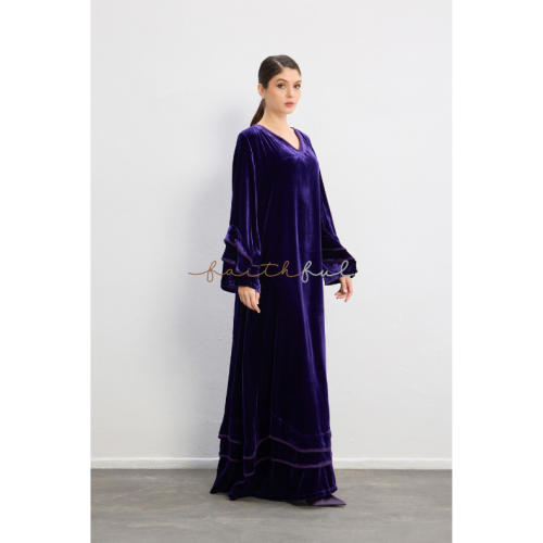 Velvet dress sleeve & skirt emb