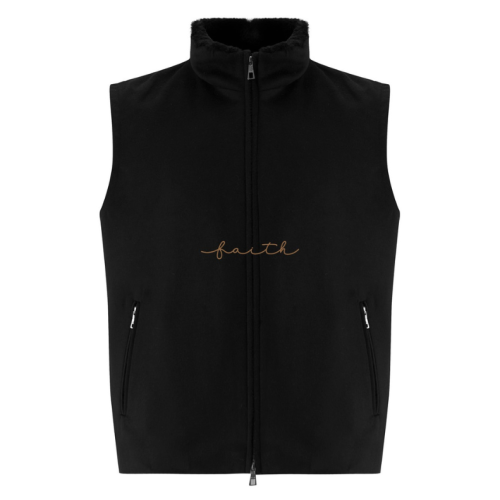 BLACK CASHMERE ZIPPER MEN VEST
