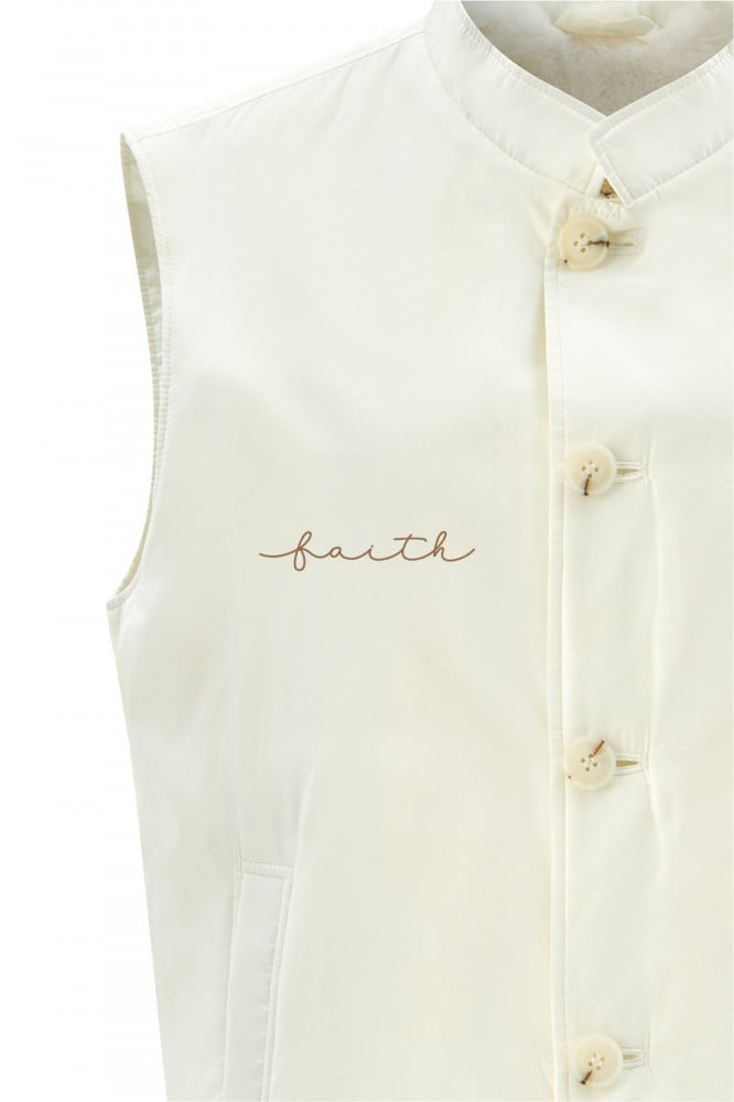 WHITE WATERPROOF BUTTON MEN VEST
