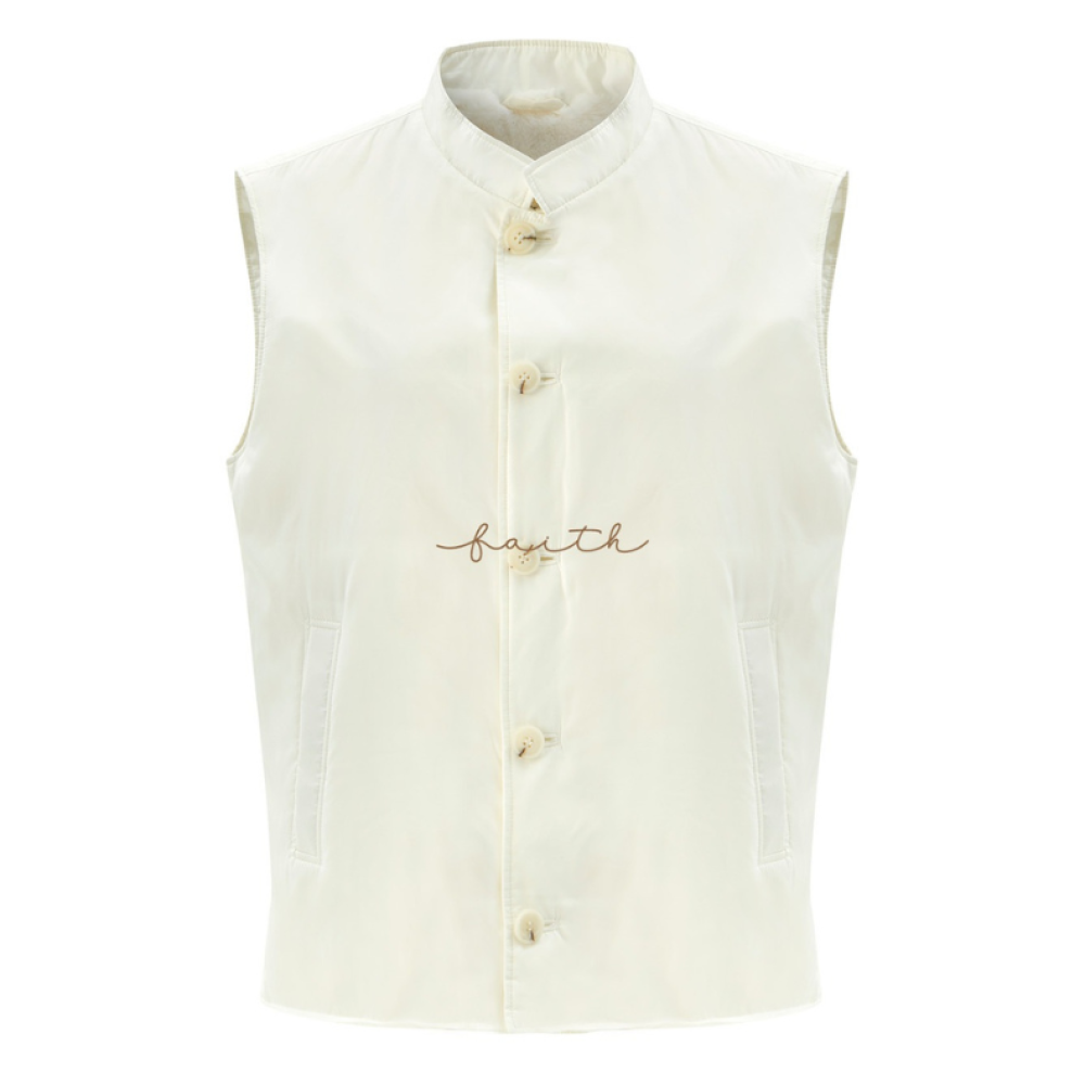 WHITE WATERPROOF BUTTON MEN VEST