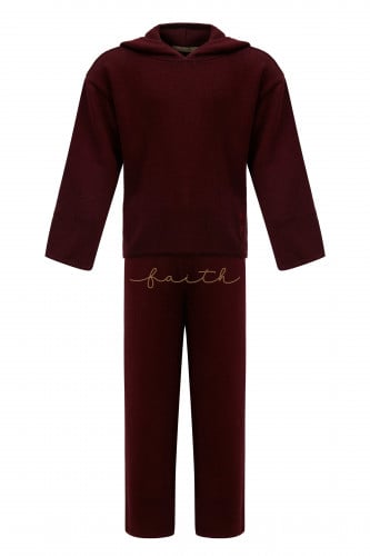 KIDS BURGUNDY KNITTED WOOL SET