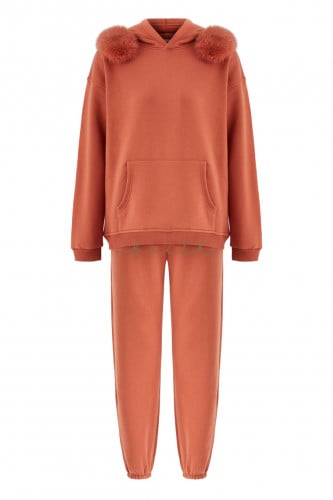 HOODY SWEATSHIRT FLEECE SET FOX ON SHOULDERS