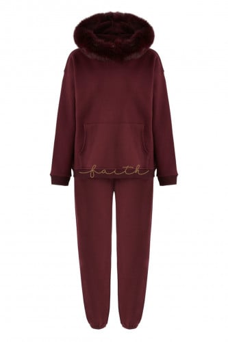 HOODY SWEATSHIRT FLEECE FOX FUR AROUND THE HOODY