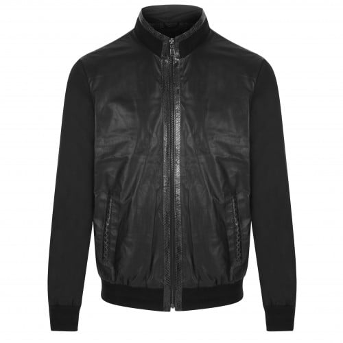 BLACK LEATHER JACKET | WATERPROOF SLEEVES WITH PYT...