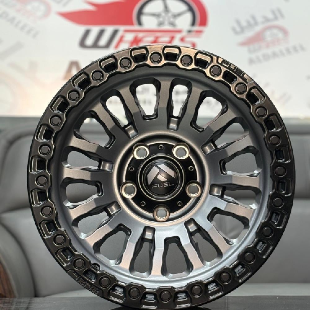 طقم 4 جنوط فيول FUEL اصليه مقاس 17 رانجلر 5مسمار