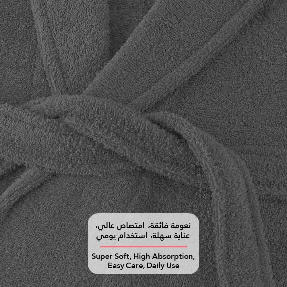 روب حمام ساندي هودي قطن 100% - رمادي
