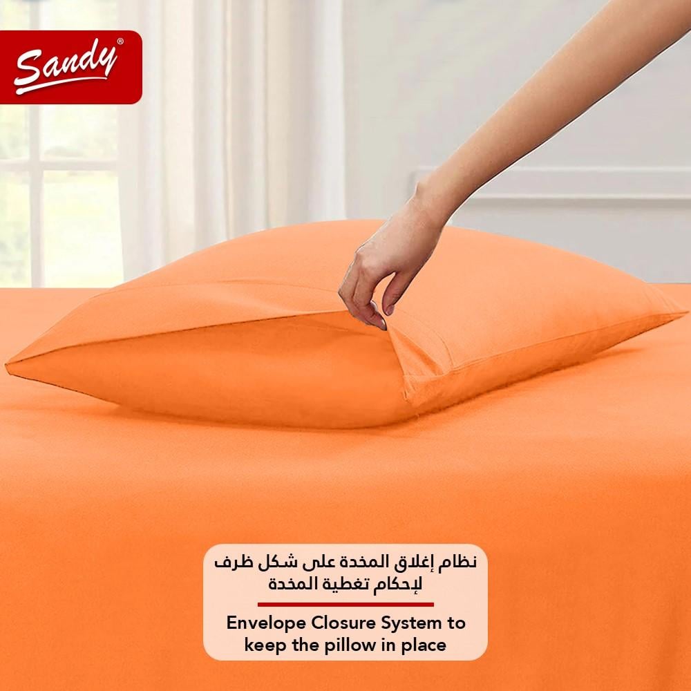 طقم شرشف ساندي ساده نفرين 200×200 سم - برتقالي