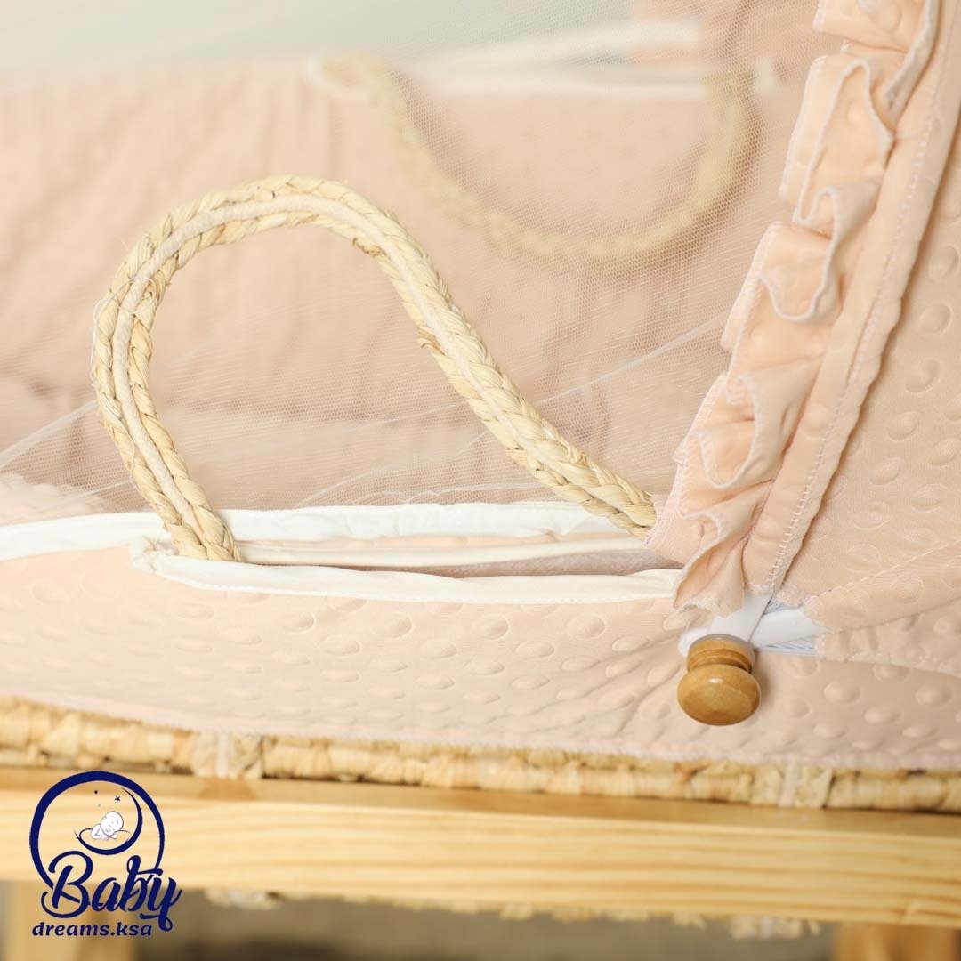 مهاد سلة موسى للأطفال مفرش بيج +استاند هزاز