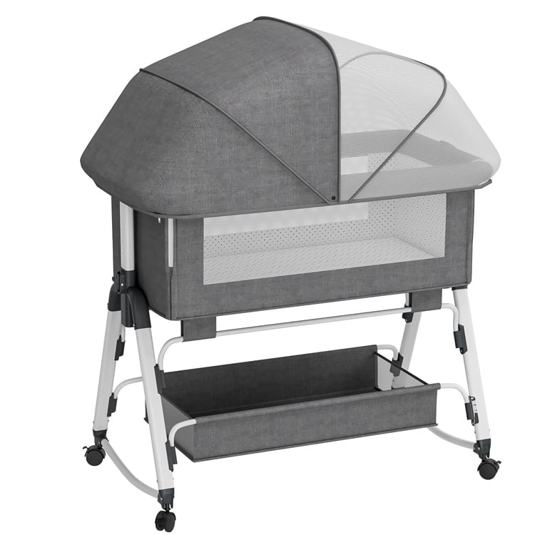 مهد-مواليد-متنقل-عروض-اليوم-الوطني-2024-تخفيضات-سرير-أطفال-رمادي