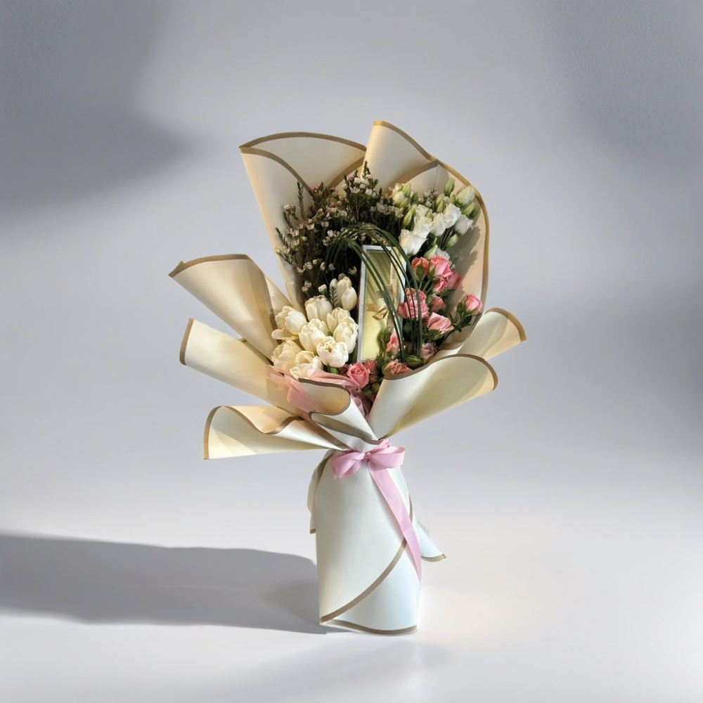 باقة ورد طبيعي مع شوكلاته بستاني  | Natural rose bouquet