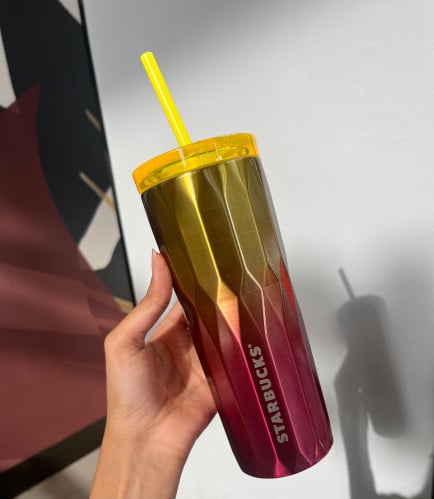 كوب ستاربكس اصفر وفوشي