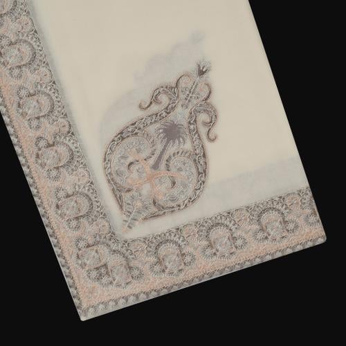 شال باشمينا ملكي فاخر - صوف كشميري 100% - بتصميم السيفين والنخلة