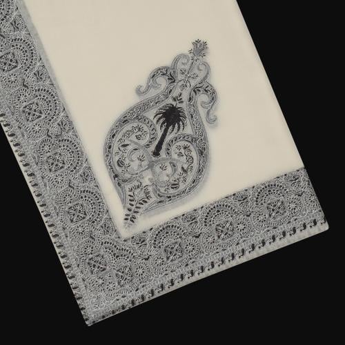 شال باشمينا ملكي فاخر - صوف كشميري 100% - بتصميم السيفين والنخلة