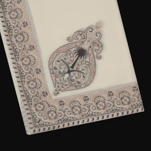 شال باشمينا ملكي فاخر - صوف كشميري 100% - بتصميم السيفين والنخلة