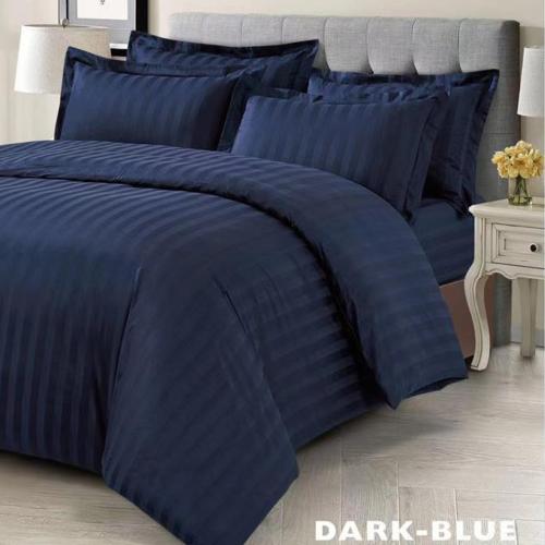 مفرش فاخر فندقي قطن 100% 7قطع نفرين (DARK-BLUE)