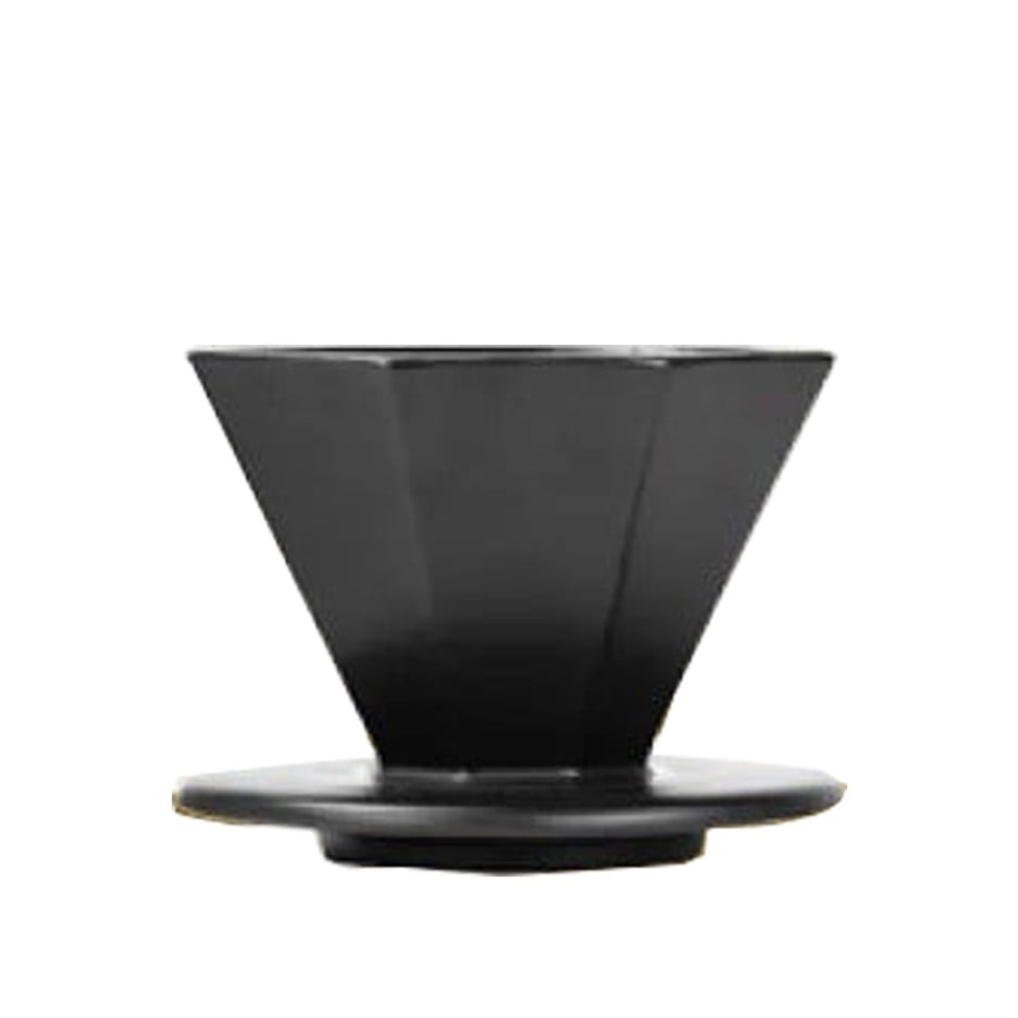 قمع سيراميك للتقطير - مضلع - مقاس 01 لون اسود| Ceramic Dripper Ribbed