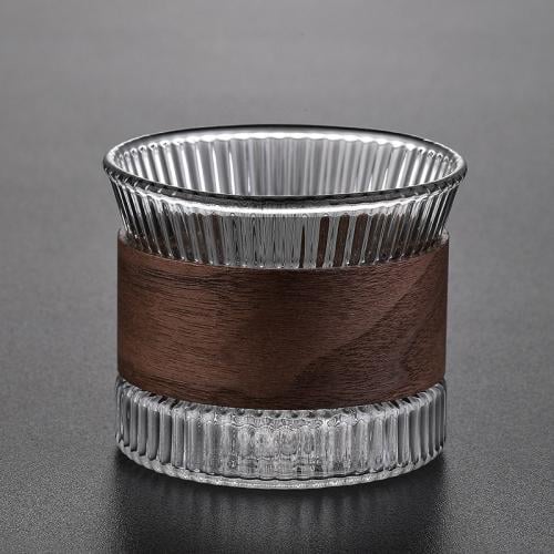 كوب زجاجي انيق بمسكة خشبية 160ML