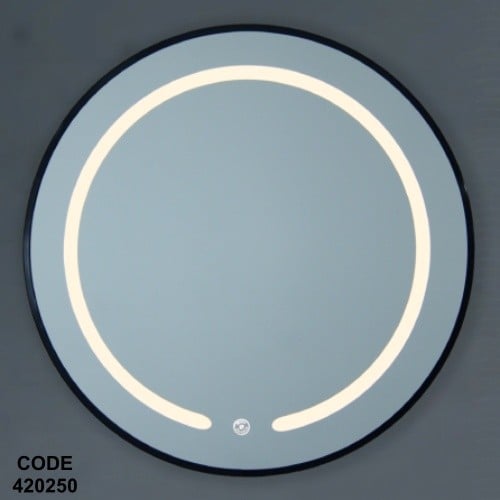 مراية ليد دائري اطار ألمنيوم أسود 60*60 سم