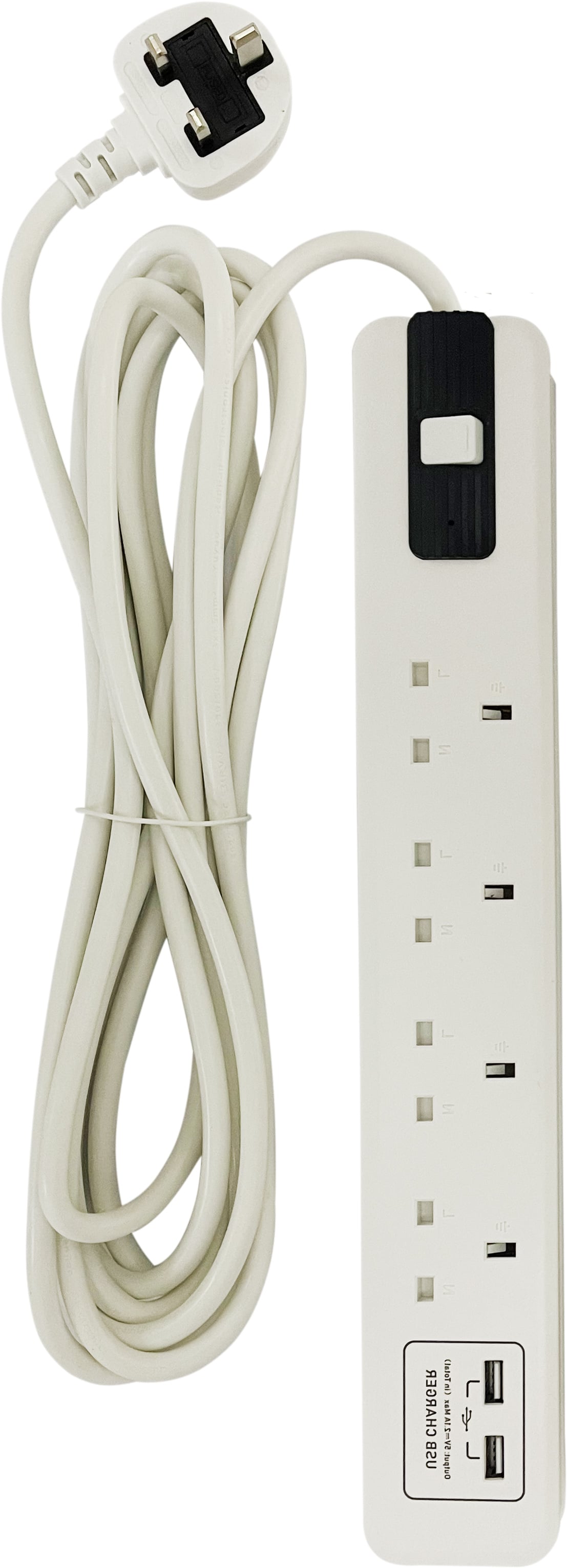 توصيلة كهرباء 5 متر 4 مقابس مع فتحات USB