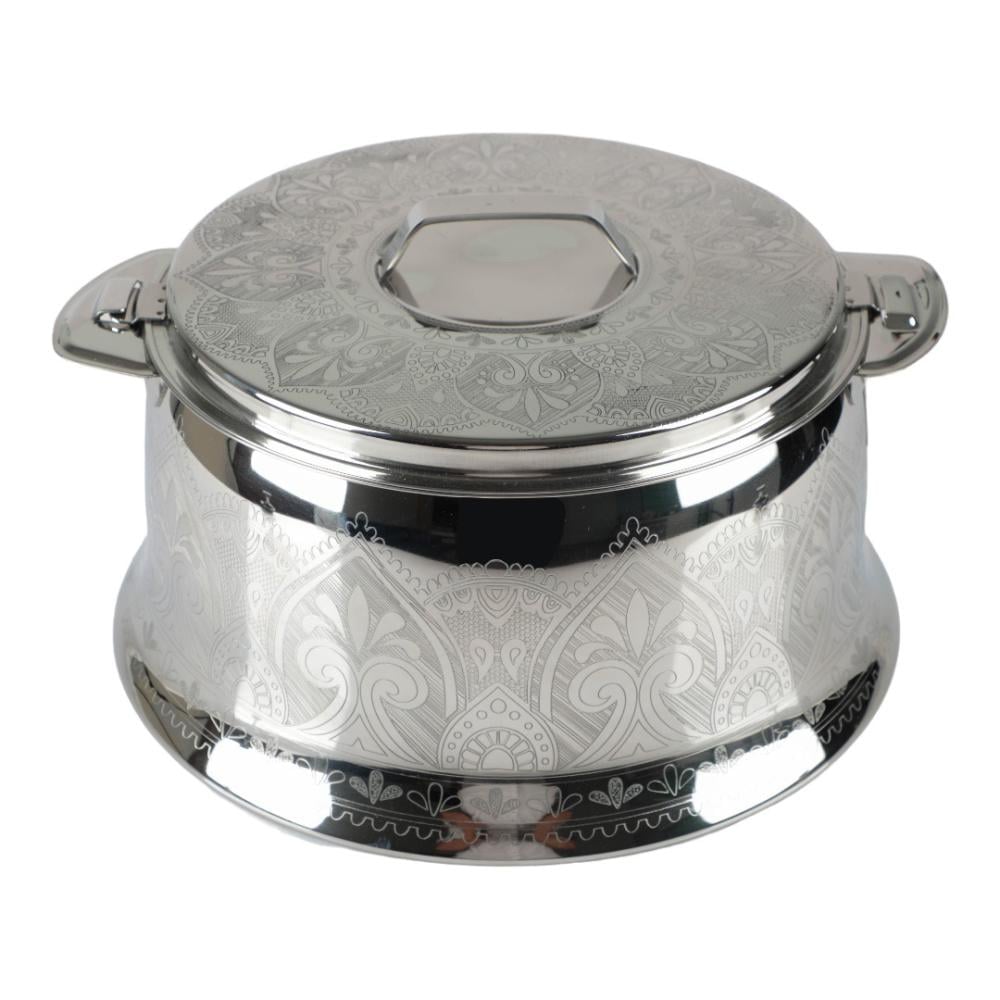 حافظة طعام ماكسيما ستانلس ستيل، لون فضي بنقوش، سعة 7 لتر