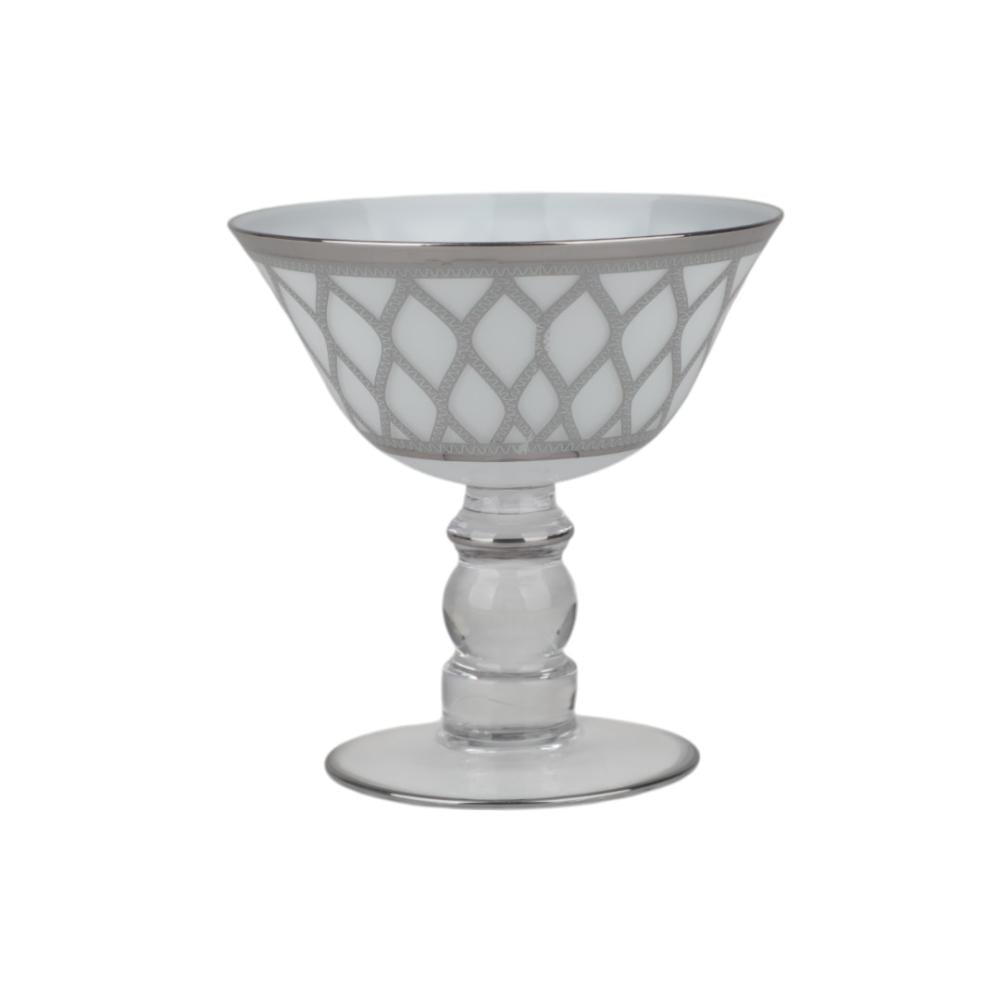 طقم كاسات حلى شبك، لون أبيض فضي, مكون من 6 قطع