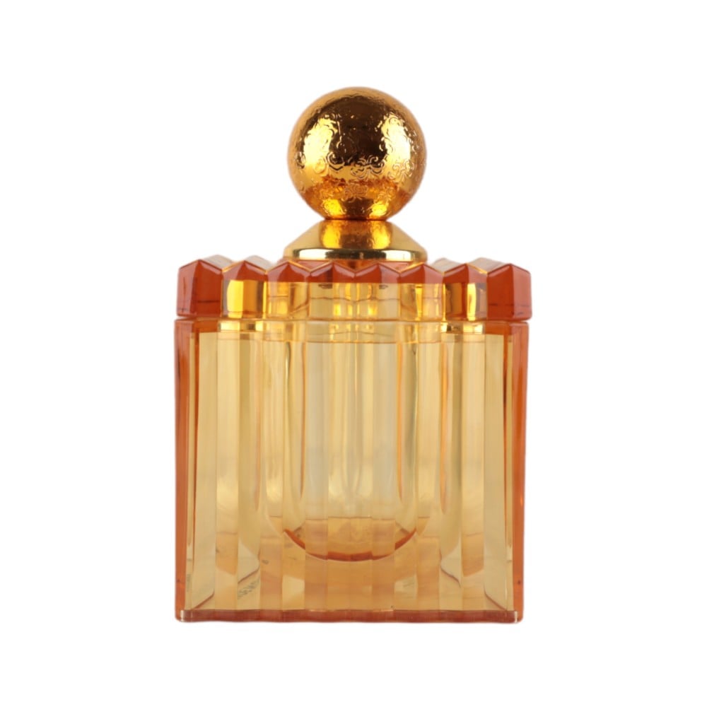 علبة عود أكريليك من سوليتير، لون برتقالي وذهبي، حجم صغير مقاس 9 سم