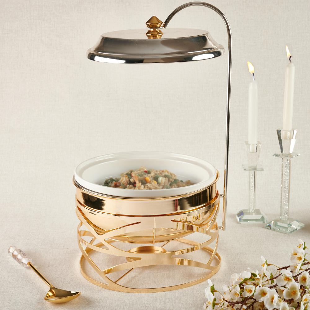 سخان طعام هندي من سوليتير، لون ذهبي وفضي, سعة 4 لتر