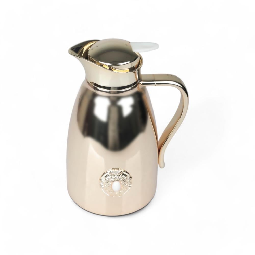 ترمس كوين من سوليتير، لون ذهبي بحجر أبيض، سعة 1 لتر