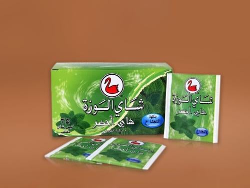 25 كيس شاي اخضر مغلف بنكهة النعناع