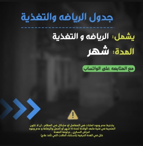 جدول شامل الرياضة والتغذية