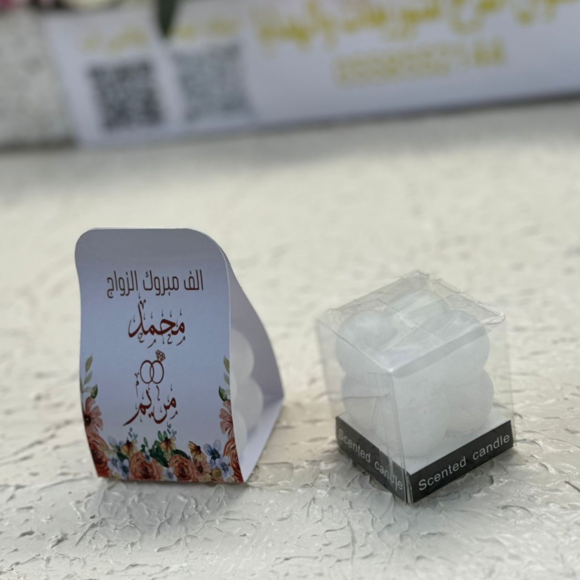شموع بابلز ميني ابيض للتوزيعات مع الثيم