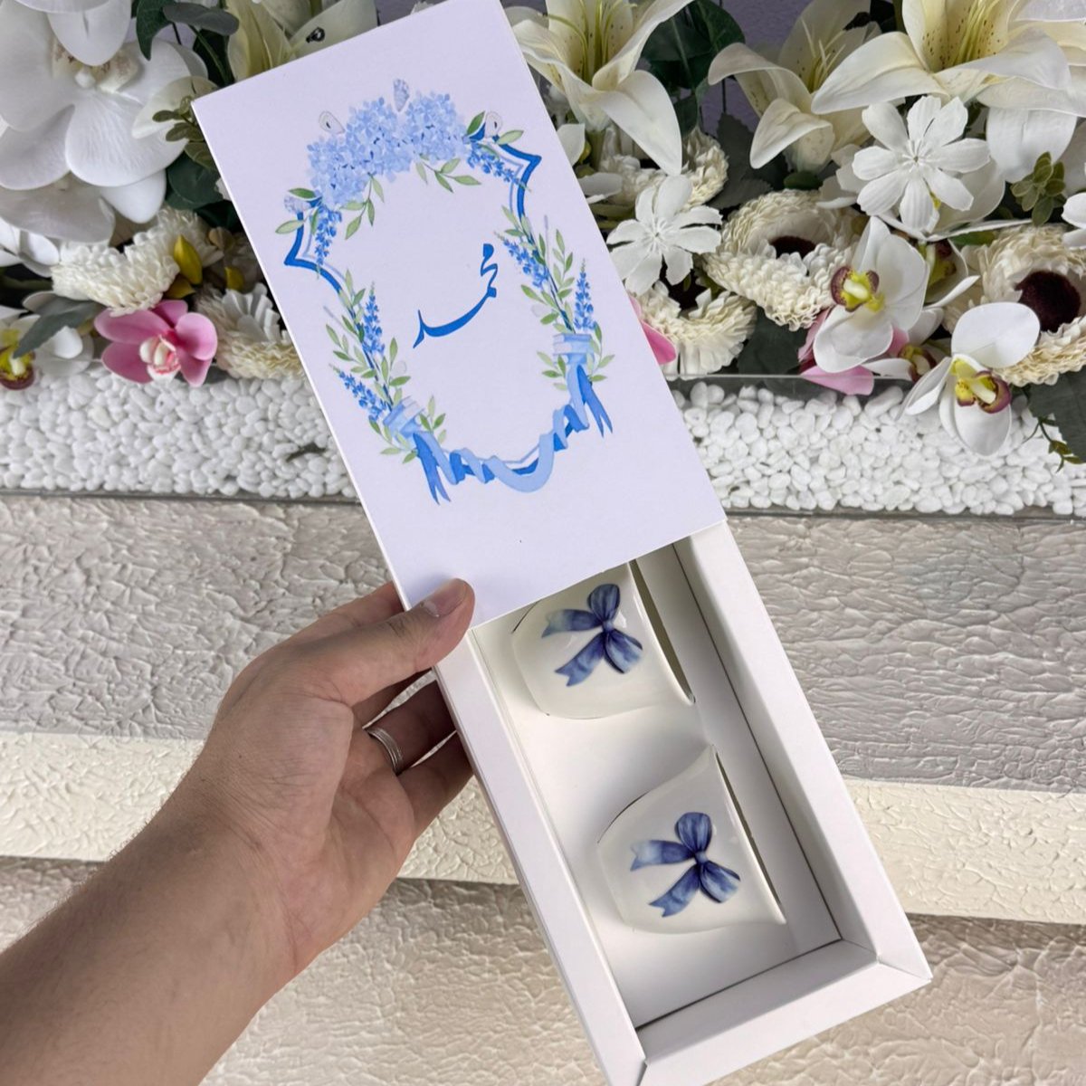 توزيعات فنجان القهوه مع الطباعه