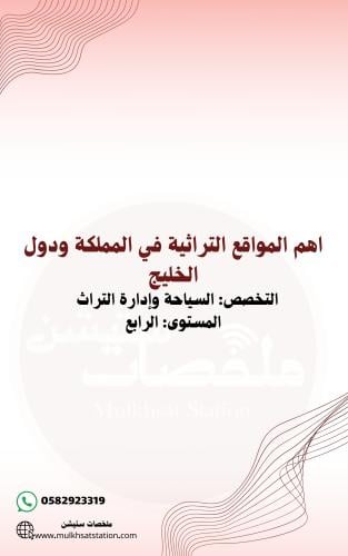 ملخص مادة أهم المواقع التراثية في الخليج والمملكة