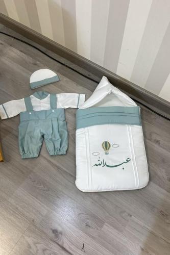طقم مواليد أولاد فاخر مع مدس
