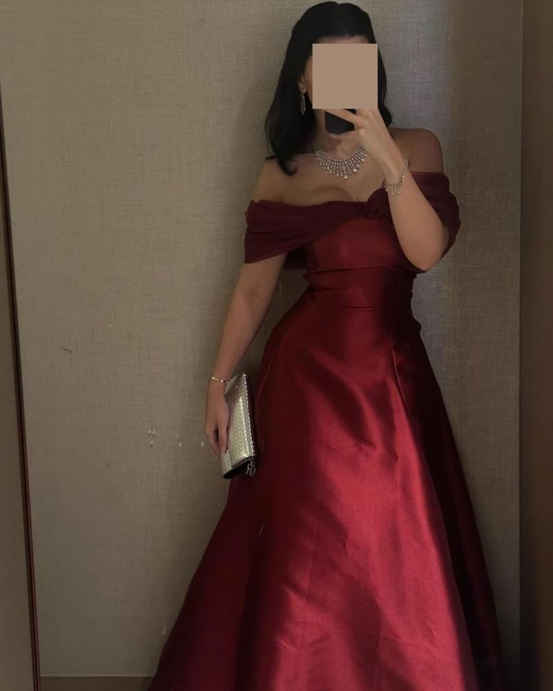 فستان سهرة جميل خامه ميكادو أكمام تل كوري