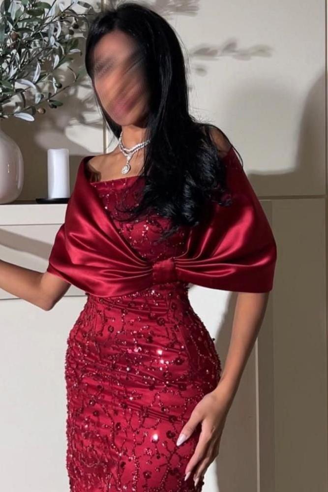فستان سهرة فخم كلفه اصليه أكمام تفته