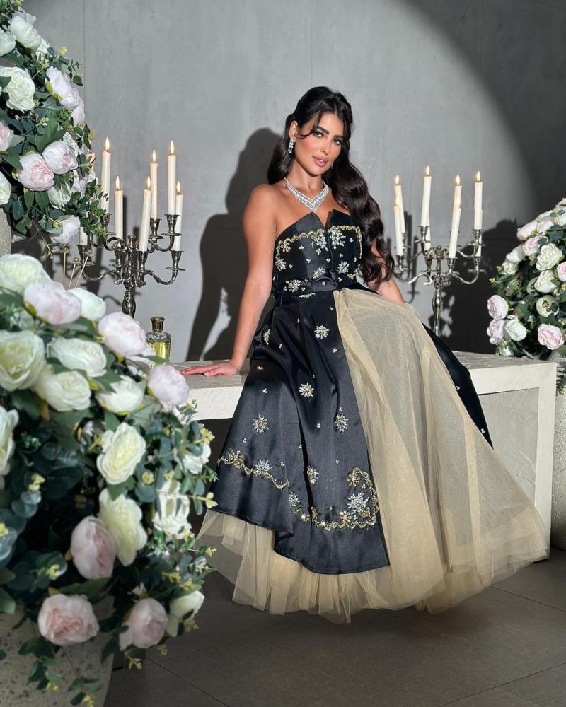 فستان خامه ميكادو +تل