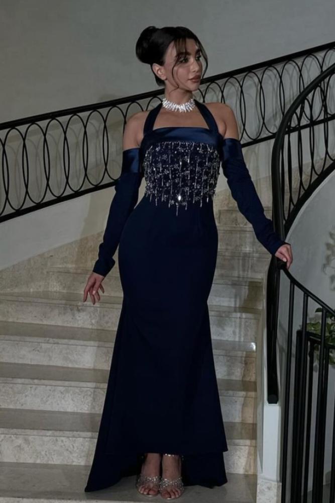 فستان سهرة انيق خامة باربي الصدر تفته تطريز احترافي