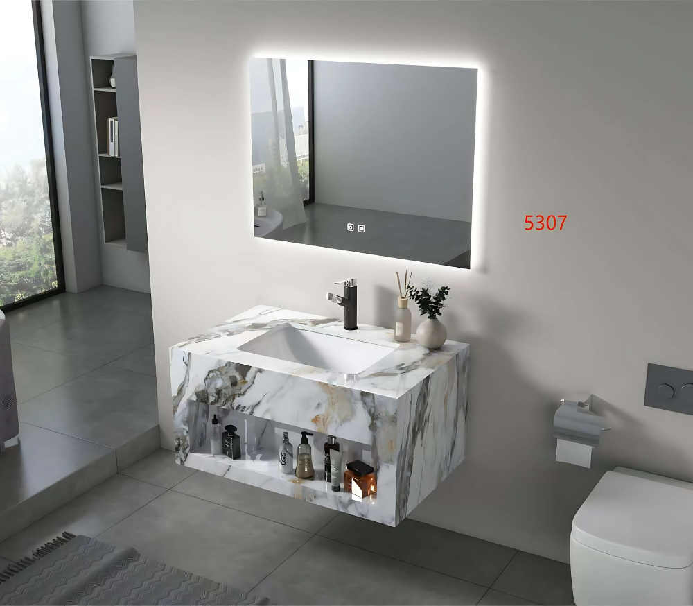 مغسلة حمام رخام صناعي مودرن - مقاس 80 سم - موديل 5307