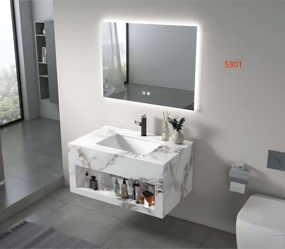 مغسلة حمام رخام صناعي مودرن - مقاس 80 سم - موديل 5301