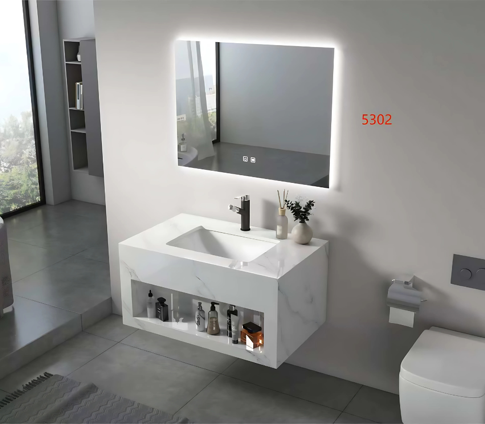 مغسلة حمام رخام صناعي مودرن - مقاس 80 سم - موديل 5302