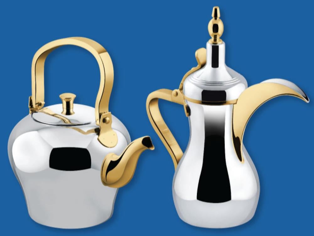 Hello Set, Jug and Coffee Pot No. 1, Gold and Silver