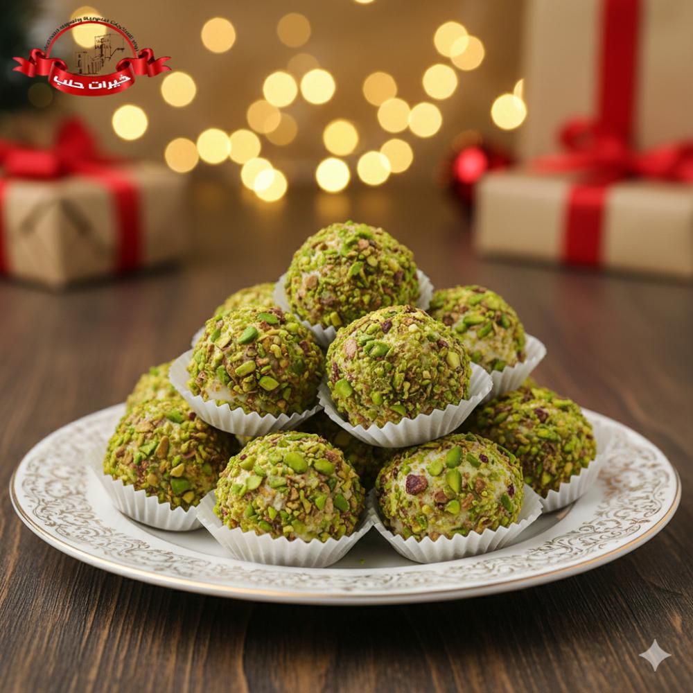 حلوى المن والسلوى مغطاة بالفستق الحلبي المبشور