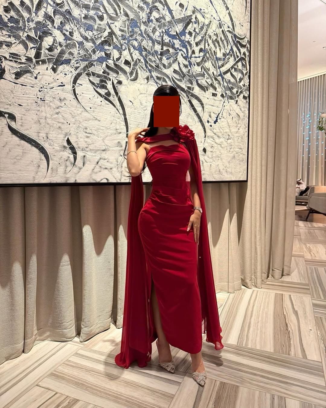 shawl holiday dress A soft red with a long LowStock:43472862707763