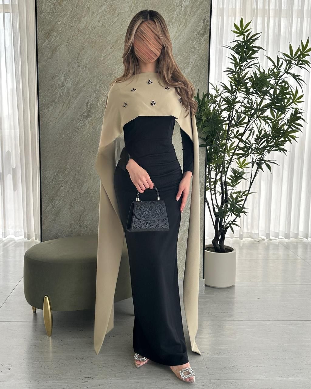 barbie black evening dress embroidered premium stretch fabric 30137 Emily Maxi Dress Black Size:Custom Size (For Free)