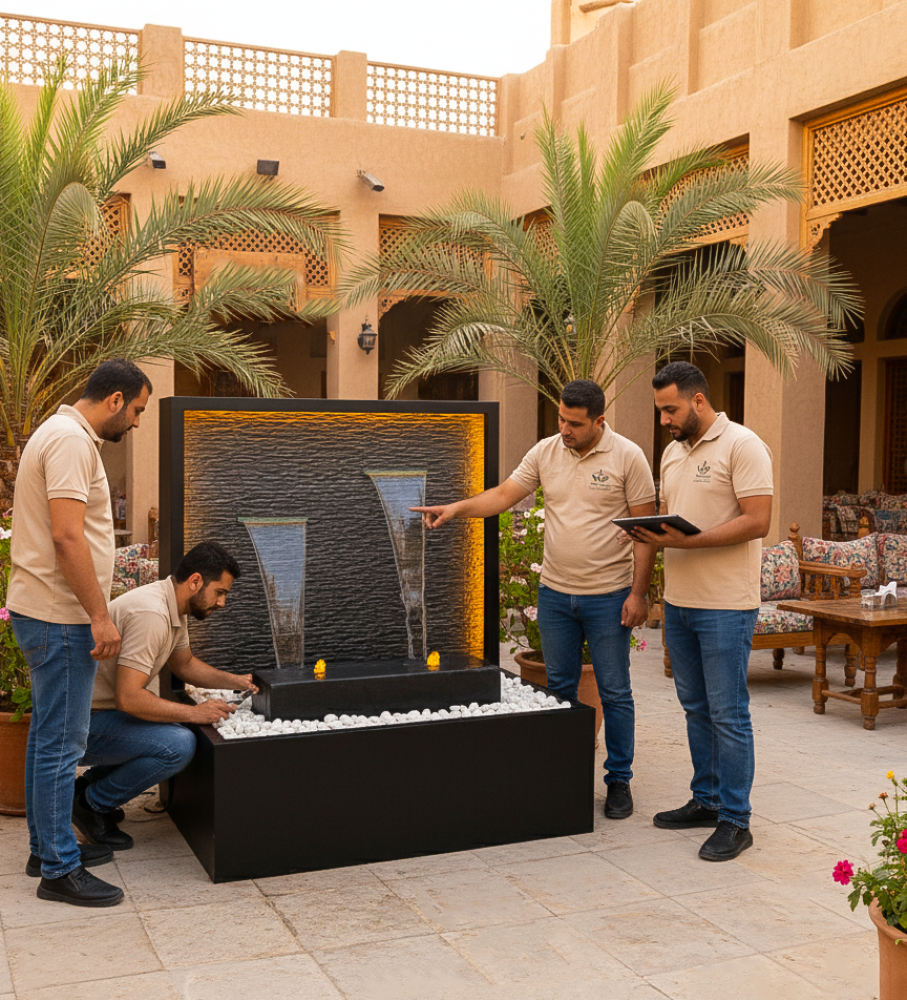 شلال جاهز متحرك مع نافورة مضيئة