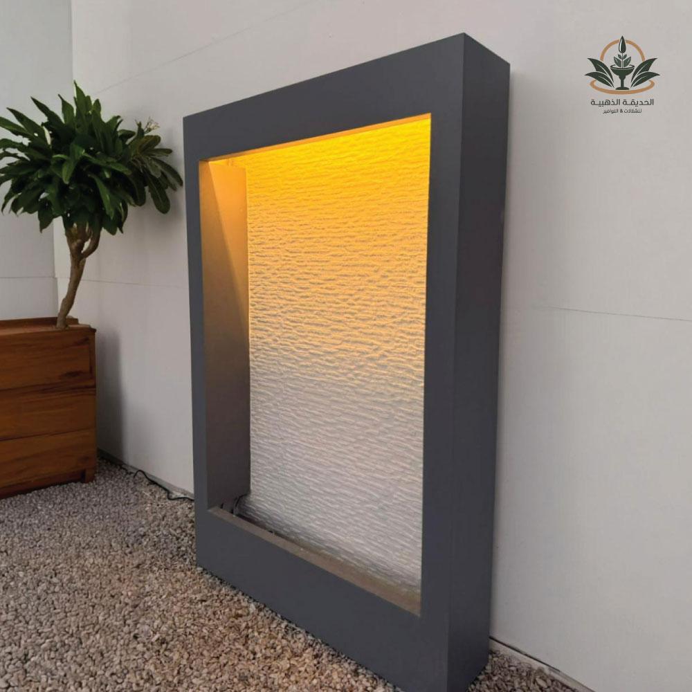 شلال جداري معلق كبير حجري مضئ 2م